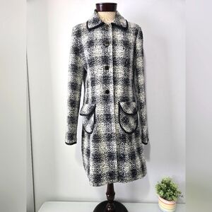LONG TALL SALLY black and white wool blend coat. Size 8